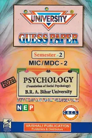 University Guess Paper Semester 2 MIC/MDC-2 Psychology for B.R.A. Bihar University by Vaishali Publication