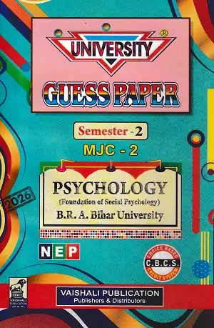 BRABU Psychology MJC-2 Semester 2 Guess Paper 2026 | Hindi Medium 1 BRABU Psychology MJC-2 Semester 2 Foundation of Social Psychology Guess Paper 2026 Vaishali Publication