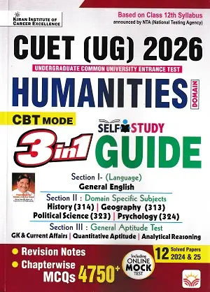 Home 34 CUET UG 2026 Humanities 3 in 1 Guide English Medium Kiran Institute Book Cover