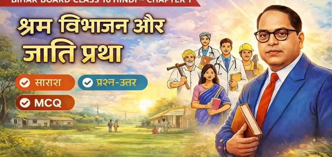 Bihar Board Class 10 Hindi Shram Vibhajan Aur Jati Pratha Summary Poster