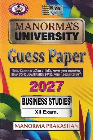 Manorma Business Studies Guess Paper Class 12 2027 book cover for Bihar Board exam preparation
